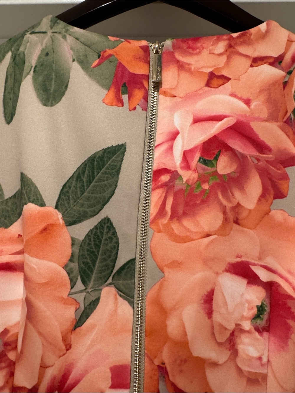 Calvin Klein Peach and Pink Floral Cream Midi Dress - Picture 4 of 6